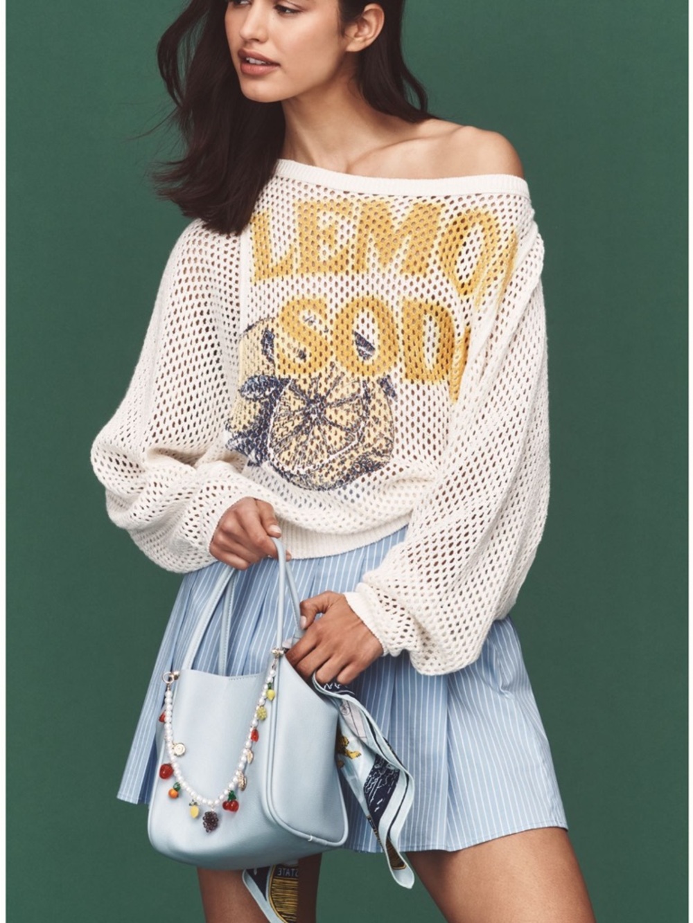 Pilcro mesh stitch crew neck sweater